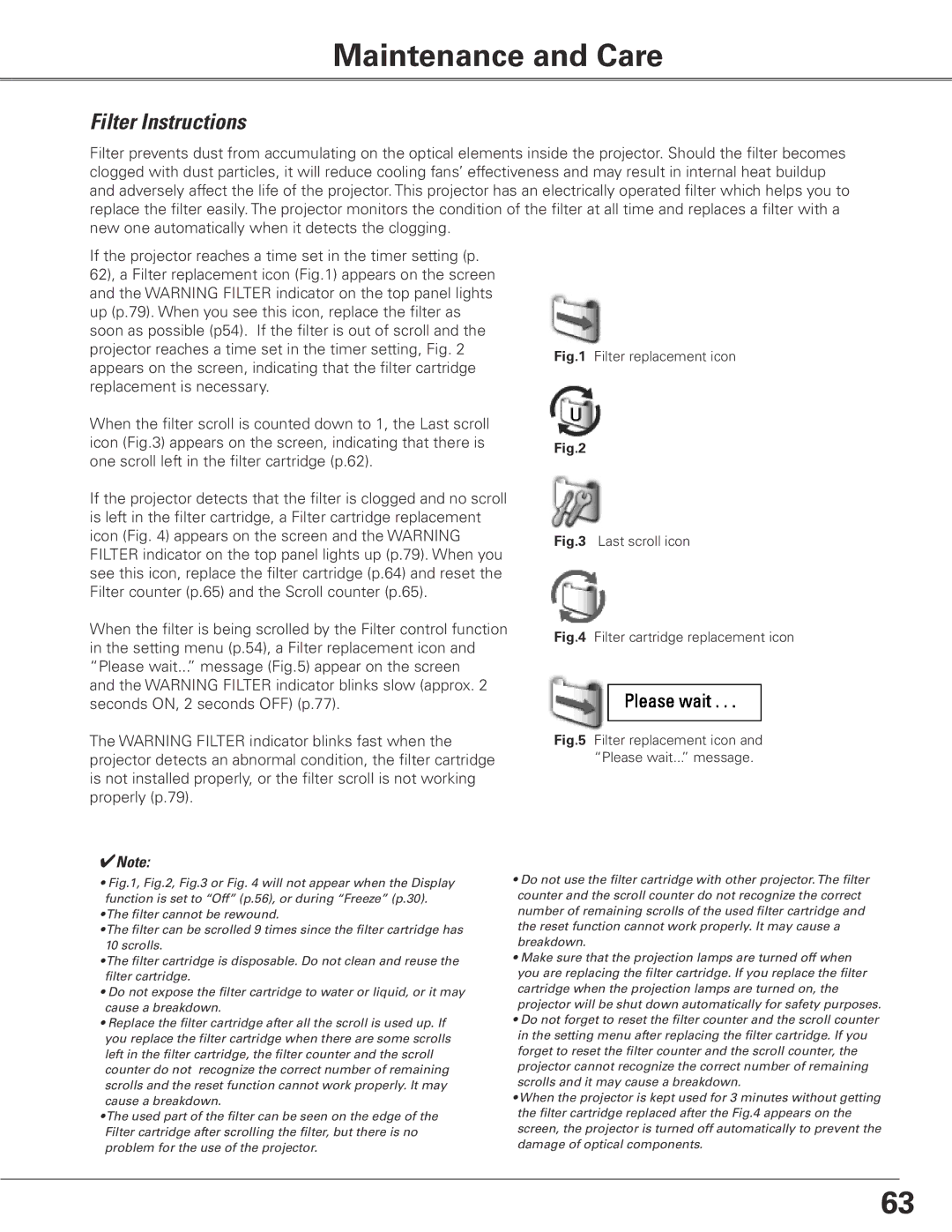 Sanyo WTC500L owner manual Maintenance and Care, Filter Instructions 