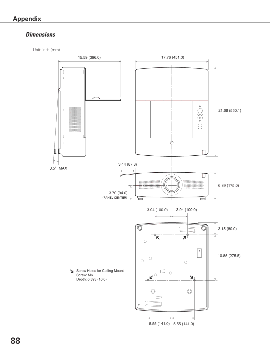 Sanyo WTC500L owner manual Dimensions 