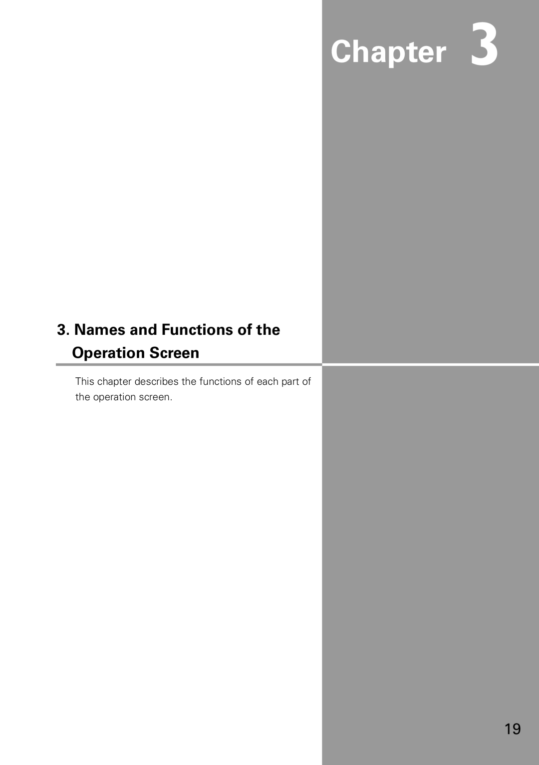 Sanyo XG-705A owner manual Names and Functions of the Operation Screen 