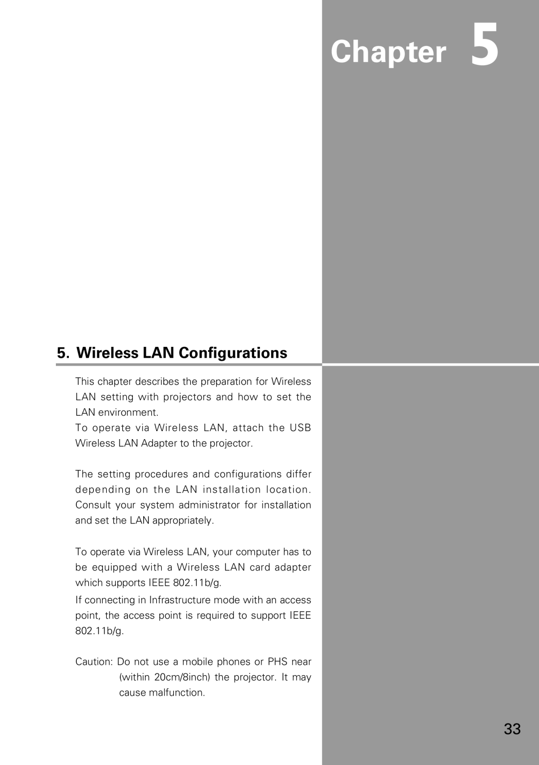 Sanyo XG-705A owner manual Wireless LAN Configurations 