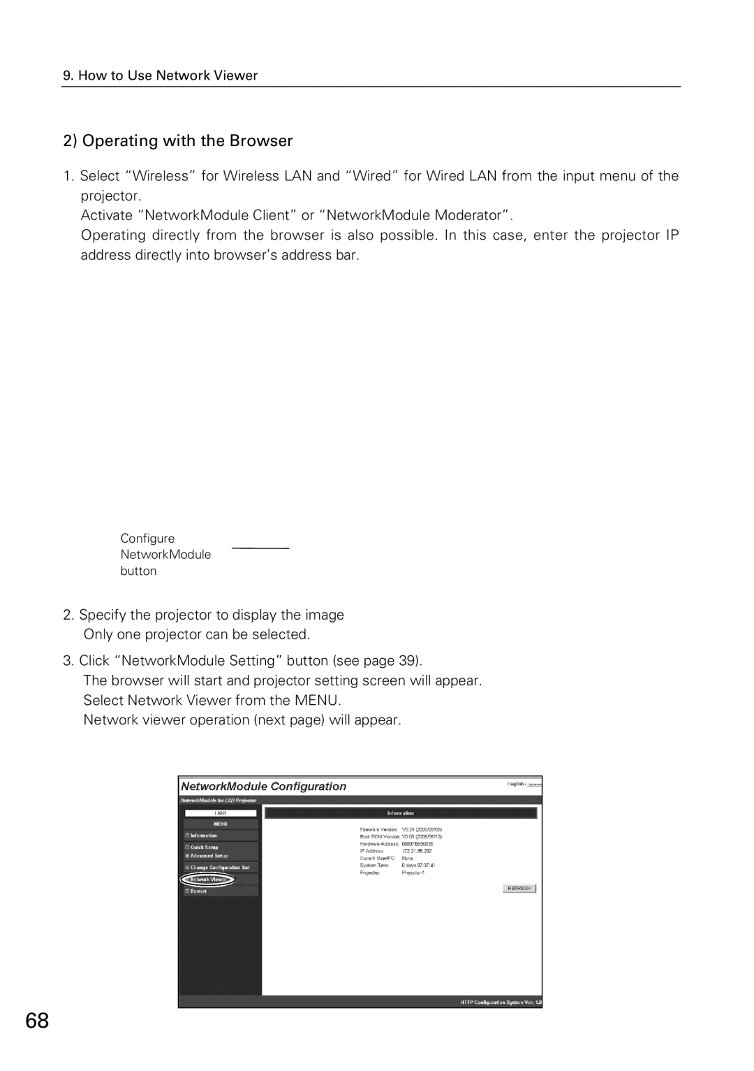 Sanyo XG-705A owner manual Operating with the Browser 