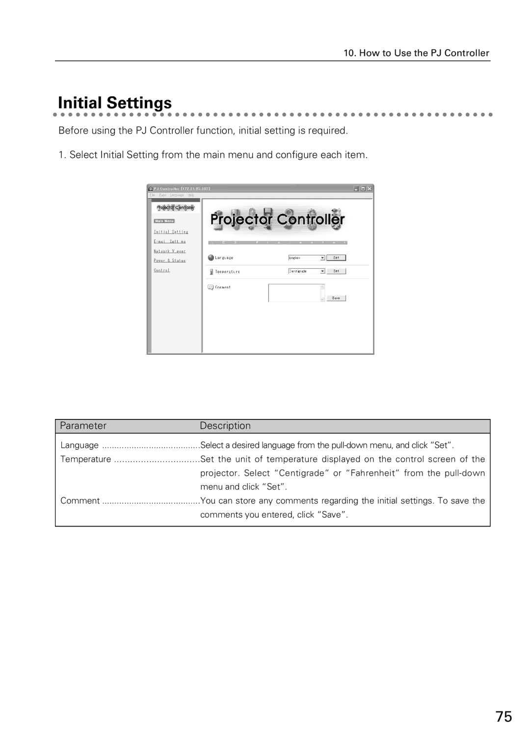 Sanyo XG-705A owner manual Initial Settings 