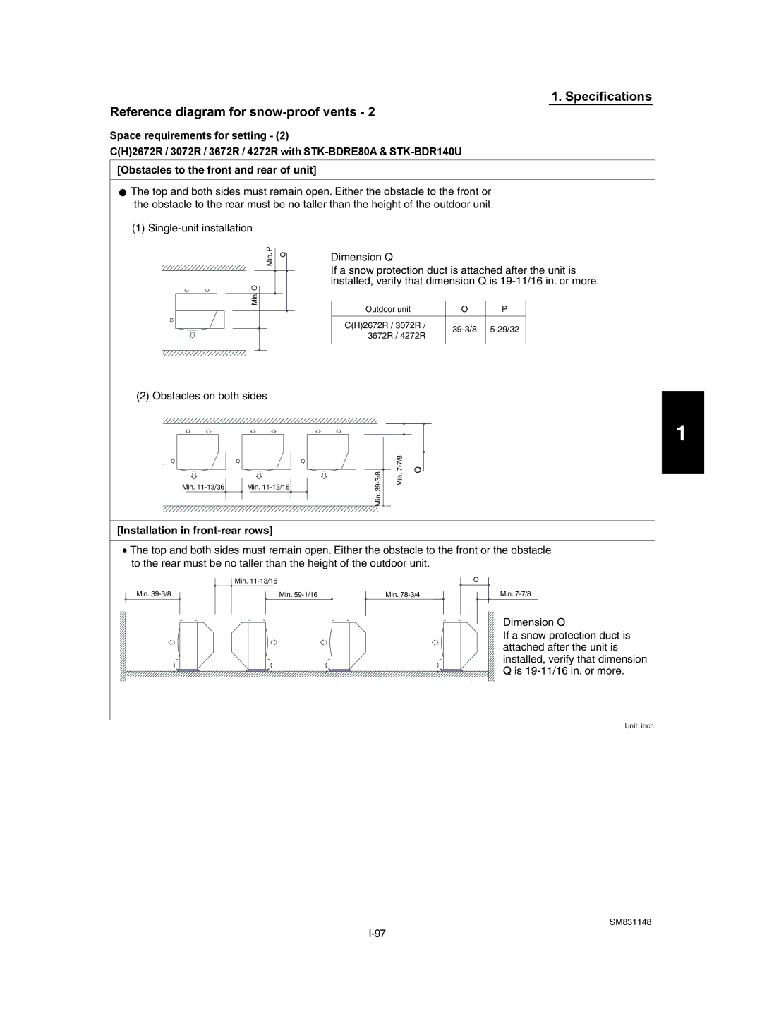 Sanyo XH2672R, XH4272R / C4272R, UH2672R, UH3672R / CH3672R, XH3672R, XH4272R / CH4272R Installation in front-rear rows 