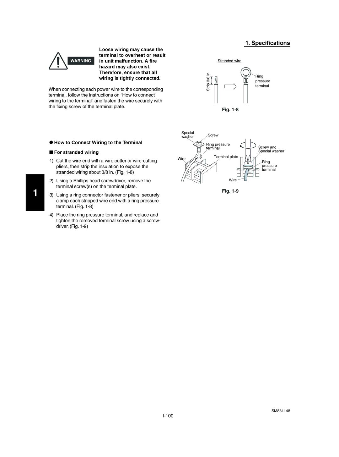 Sanyo XH4272R / CH4272R, XH4272R / C4272R, UH2672R, XH2672R Loose wiring may cause the terminal to overheat or result 