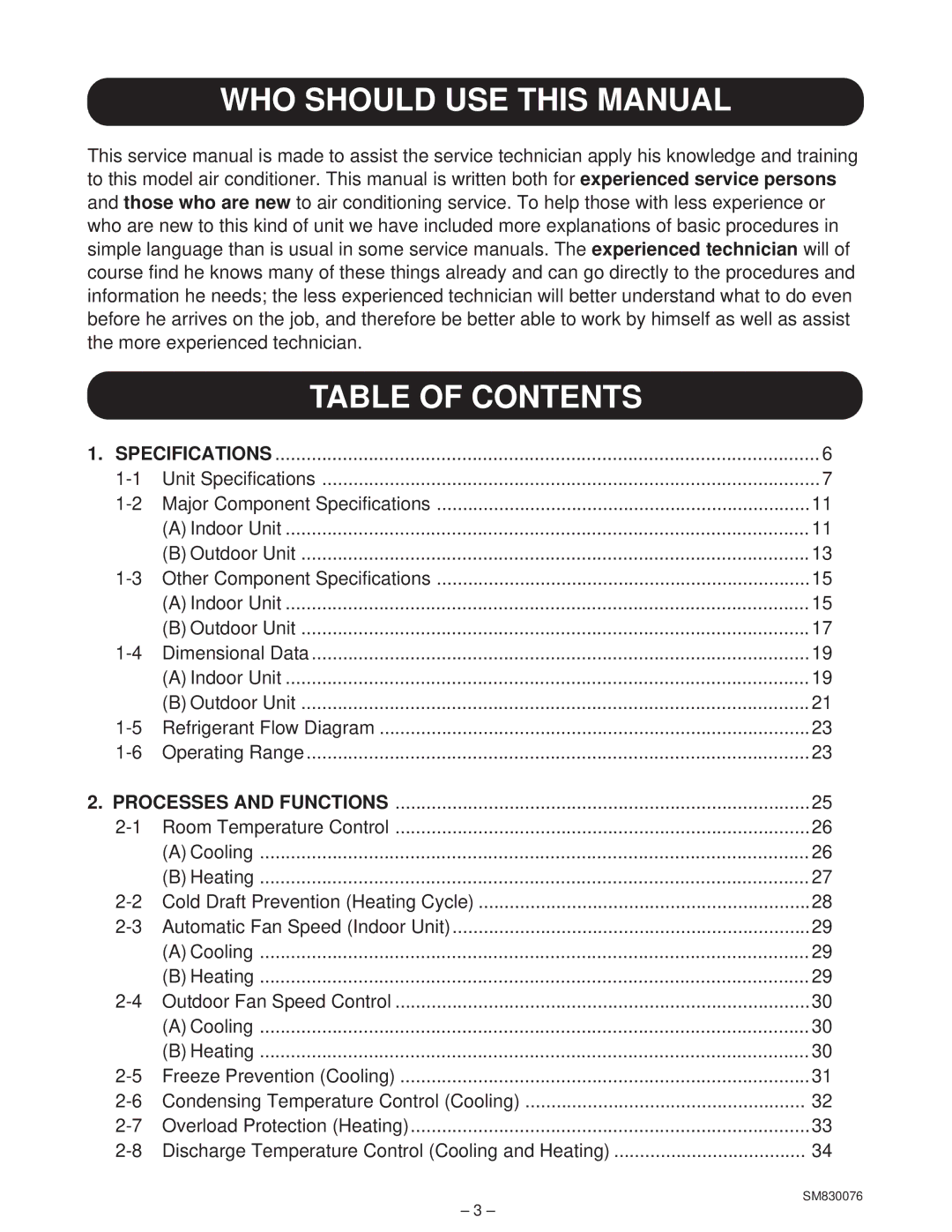 Sanyo CH3632, XHS3632, XHS2432, CH2432 service manual WHO should USE this Manual Table of Contents 