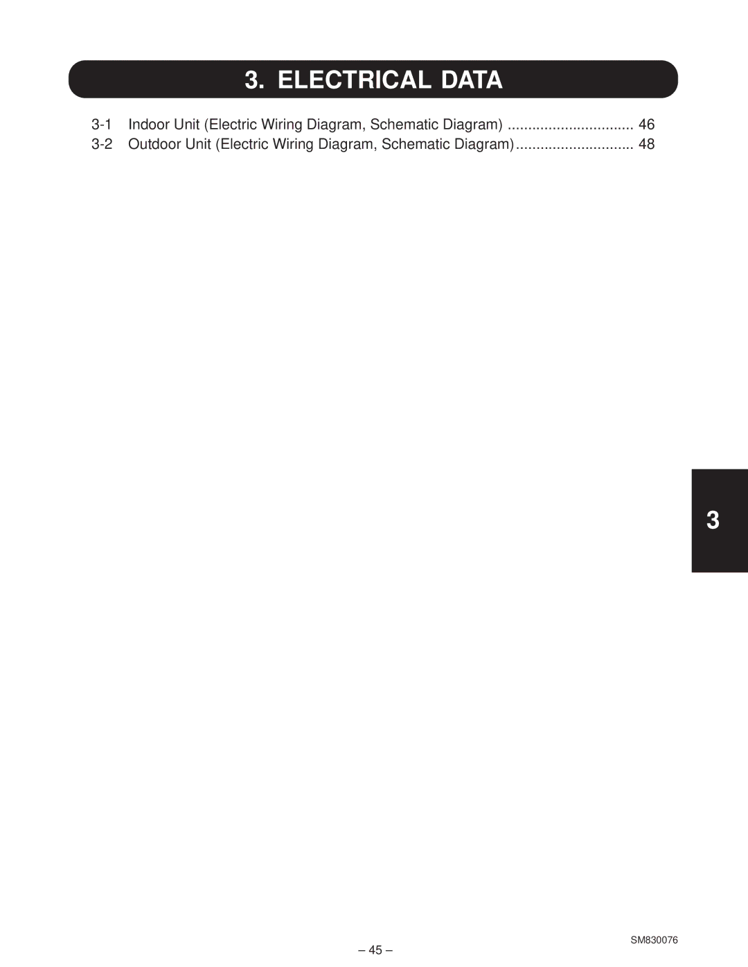 Sanyo XHS2432, XHS3632, CH2432, CH3632 service manual Electrical Data, Electrical data 