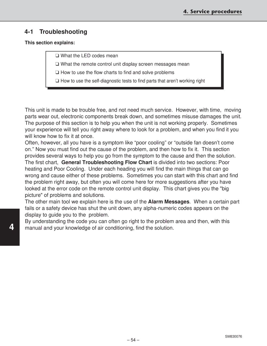 Sanyo CH2432, XHS3632, XHS2432, CH3632 service manual Troubleshooting, This section explains 