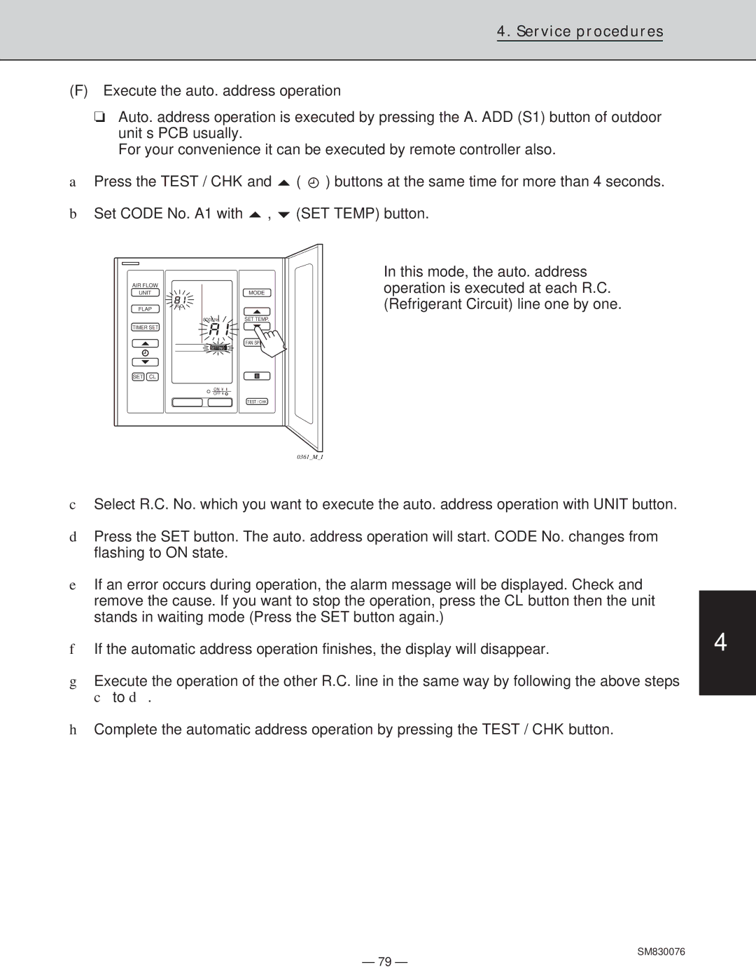 Sanyo CH3632, XHS3632, XHS2432, CH2432 service manual Service procedures Execute the auto. address operation 