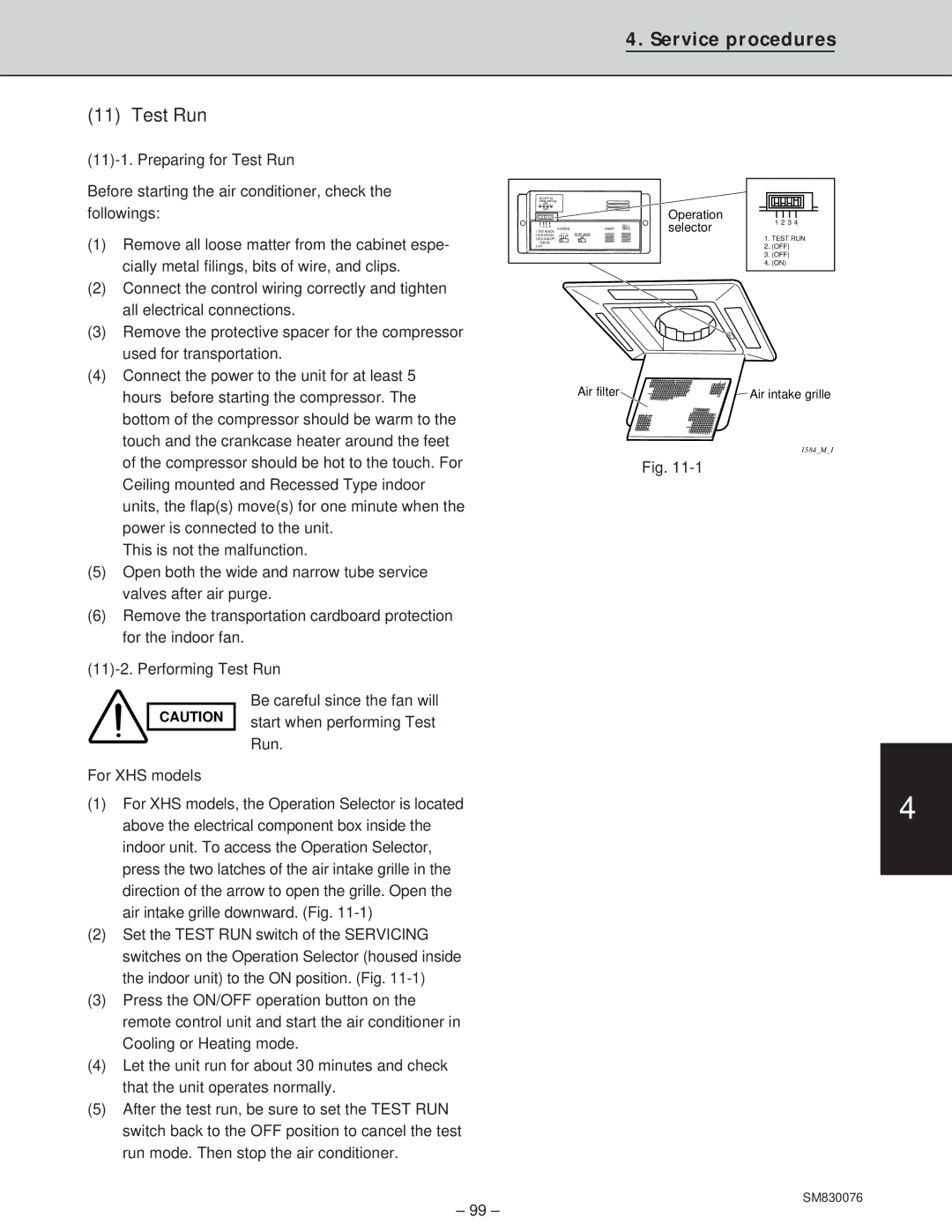 Sanyo CH3632, XHS3632, XHS2432, CH2432 service manual Service procedures Test Run 