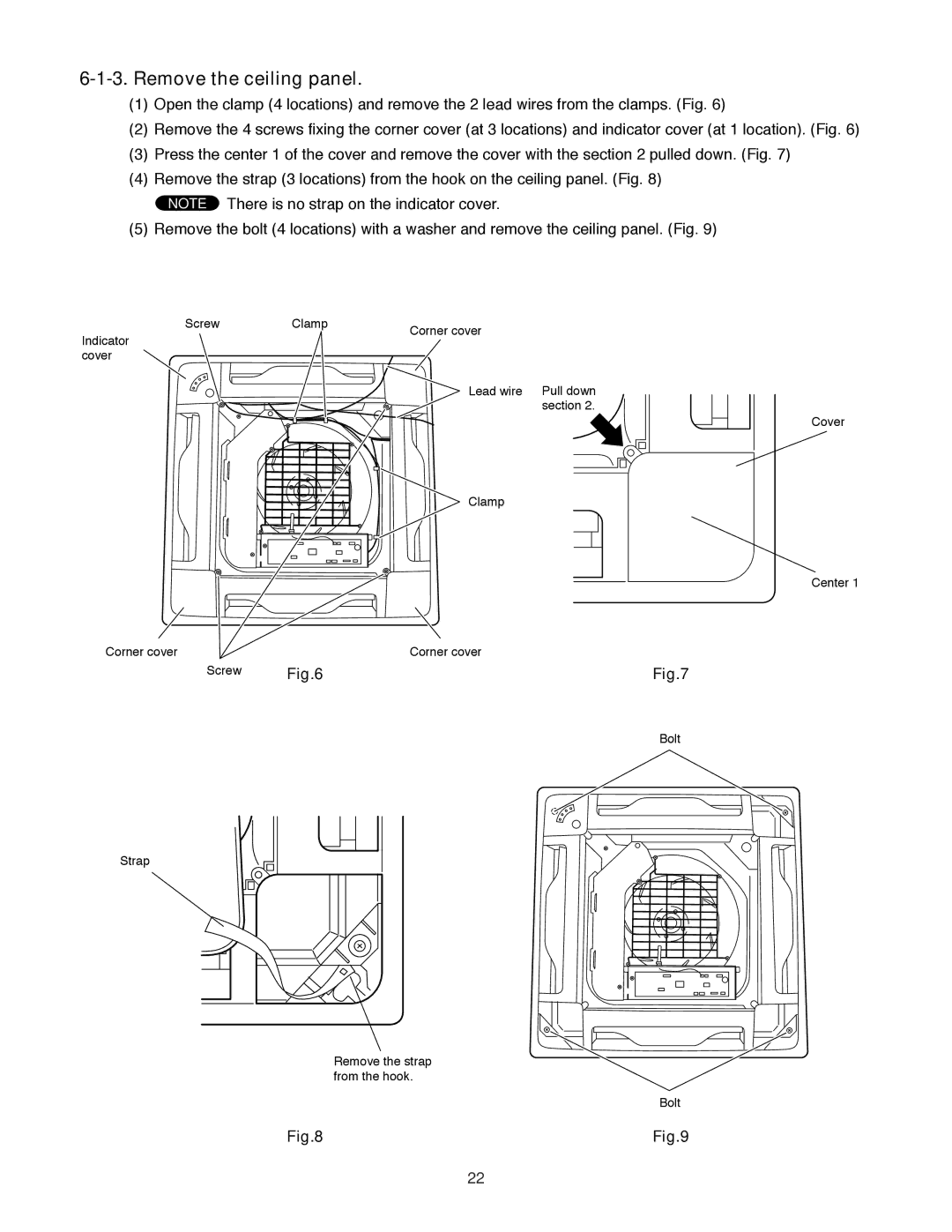 Sanyo XMHS0972, XMHS1272 service manual Remove the ceiling panel 