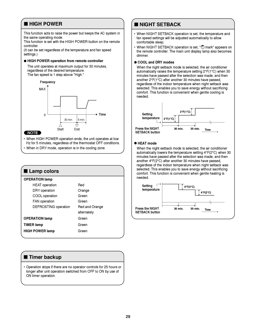 Sanyo XMHS1272, XMHS0972 service manual Lamp colors, Timer backup 