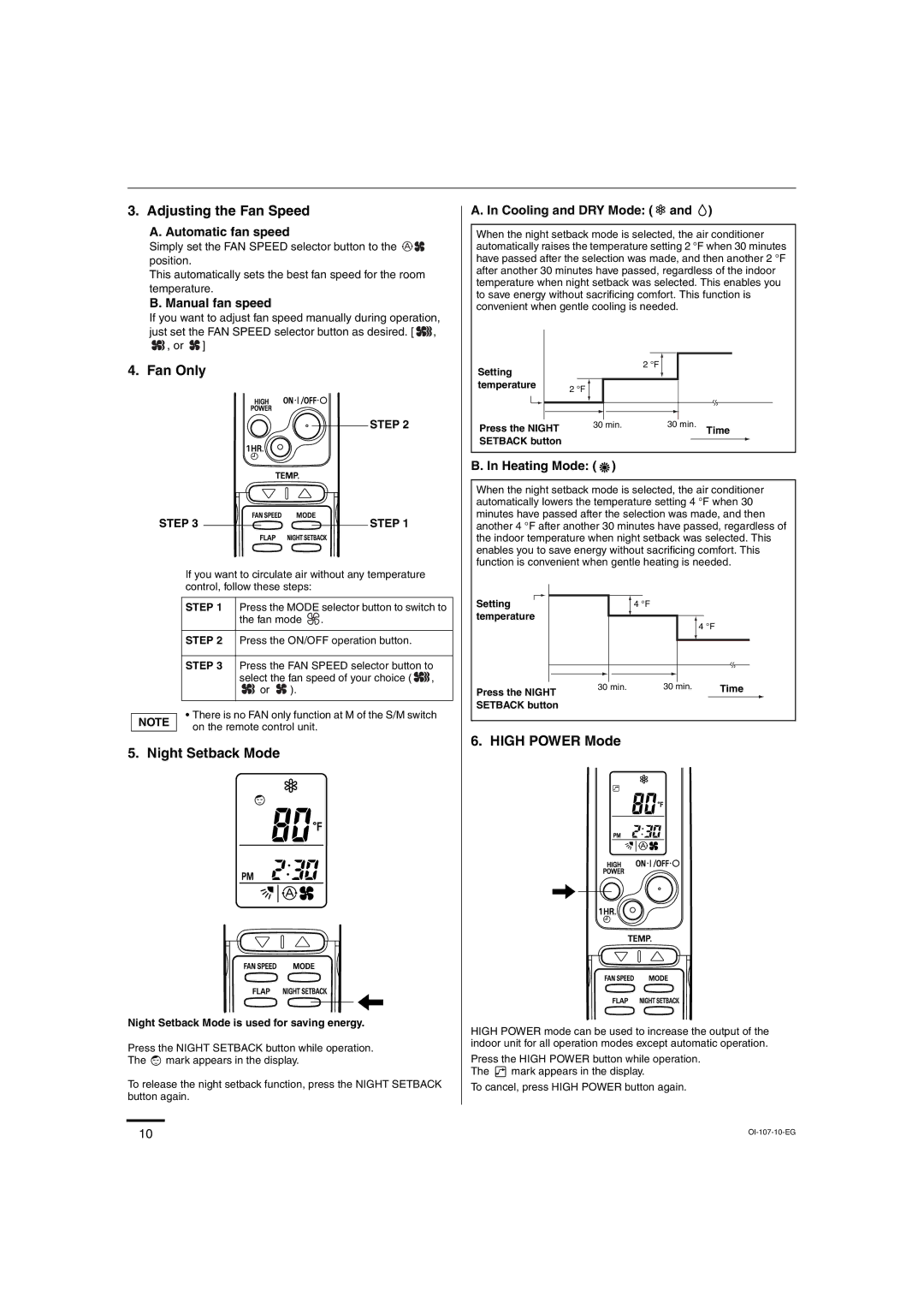 Sanyo XMHS0972, XMHS1272 service manual Adjusting the Fan Speed, Fan Only 