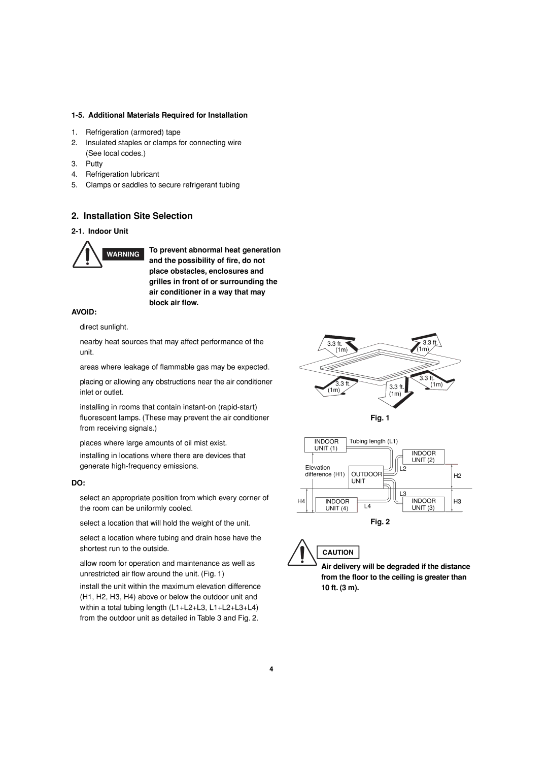 Sanyo XMHS1272, XMHS0972 service manual Installation Site Selection, Additional Materials Required for Installation 