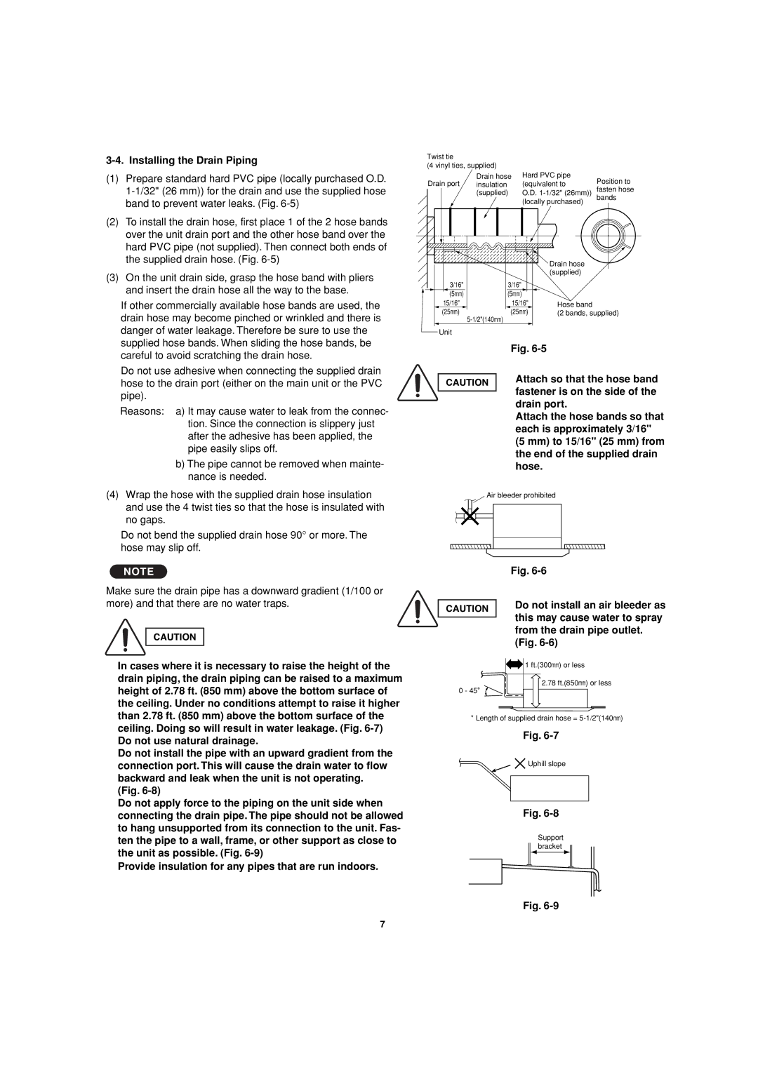 Sanyo XMHS0972, XMHS1272 Installing the Drain Piping, Attach so that the hose band, Fastener is on the side, Drain port 