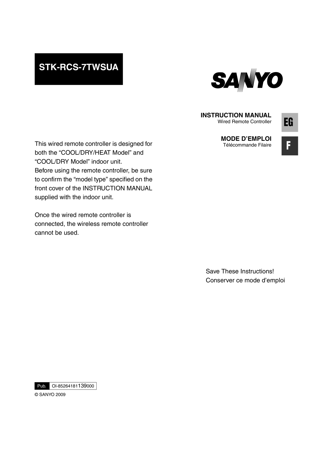 Sanyo XMHS1272, XMHS0972 service manual STK-RCS-7TWSUA, Pub. OI-85264181139000 Sanyo 