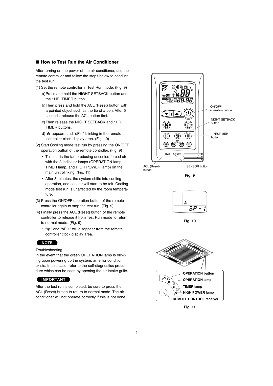 Sanyo XMHS0972, XMHS1272 service manual How to Test Run the Air Conditioner, Fig 