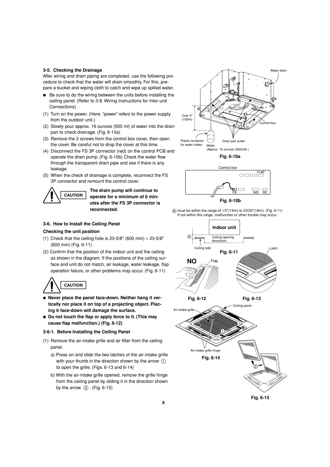 Sanyo XMHS1272 Checking the Drainage, 10a, 10b, How to Install the Ceiling Panel, Checking the unit position, Indoor unit 