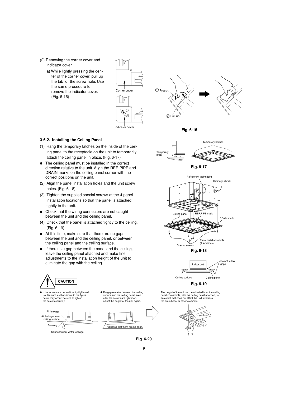 Sanyo XMHS0972, XMHS1272 service manual Fig, Installing the Ceiling Panel 