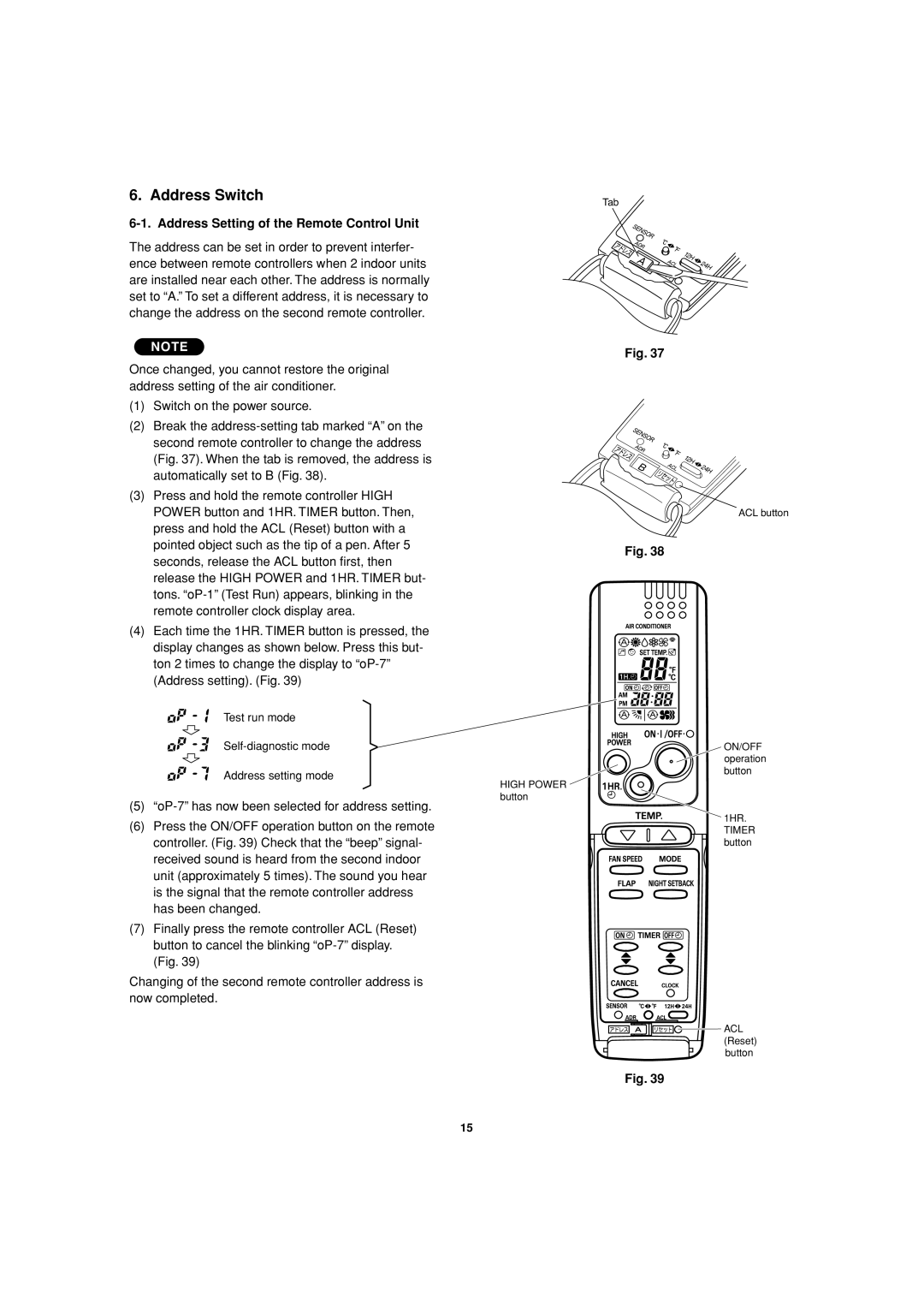 Sanyo XMHS0972, XMHS1272 service manual Address Switch, Address Setting of the Remote Control Unit, Fig 