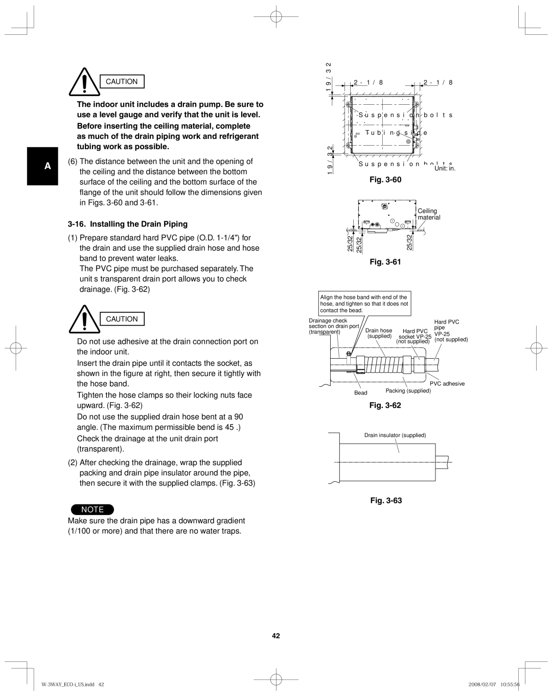 Sanyo CHDZR09053, XMHX1252, XMHX1852, CHDZR14053, 85464369098000 installation instructions Installing the Drain Piping 