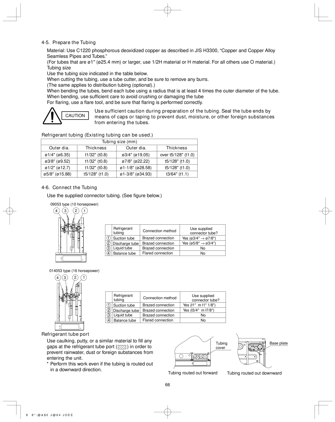 Sanyo XMHX1852, XMHX1252 Prepare the Tubing, Connect the Tubing, Refrigerant tube port, Tubing size mm Outer dia Thickness 