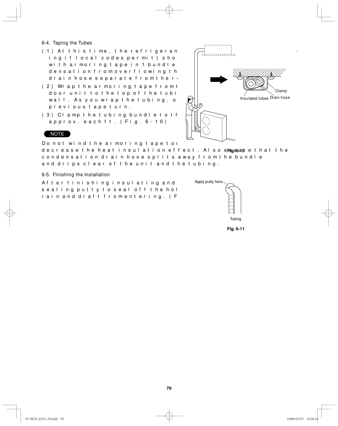 Sanyo 85464369098000, XMHX1252, XMHX1852, CHDZR09053, CHDZR14053 Taping the Tubes, Finishing the Installation 