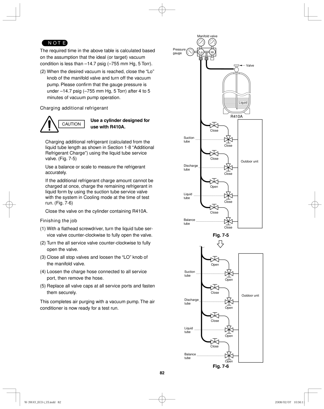 Sanyo CHDZR09053, XMHX1252 Charging additional refrigerant, Use a cylinder designed for use with R410A, Finishing the job 