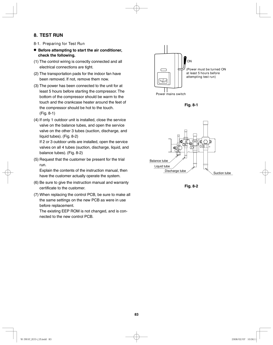 Sanyo CHDZR14053, XMHX1252, XMHX1852, CHDZR09053, 85464369098000 installation instructions Test RUN 