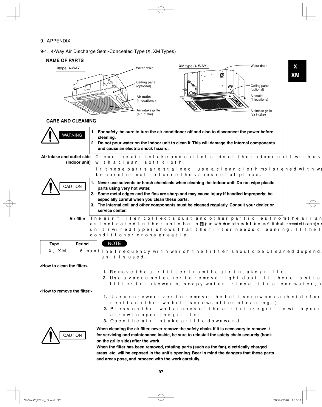 Sanyo CHDZR09053, XMHX1252, XMHX1852, CHDZR14053, 85464369098000 Way Air Discharge Semi-Concealed Type X, XM Types 