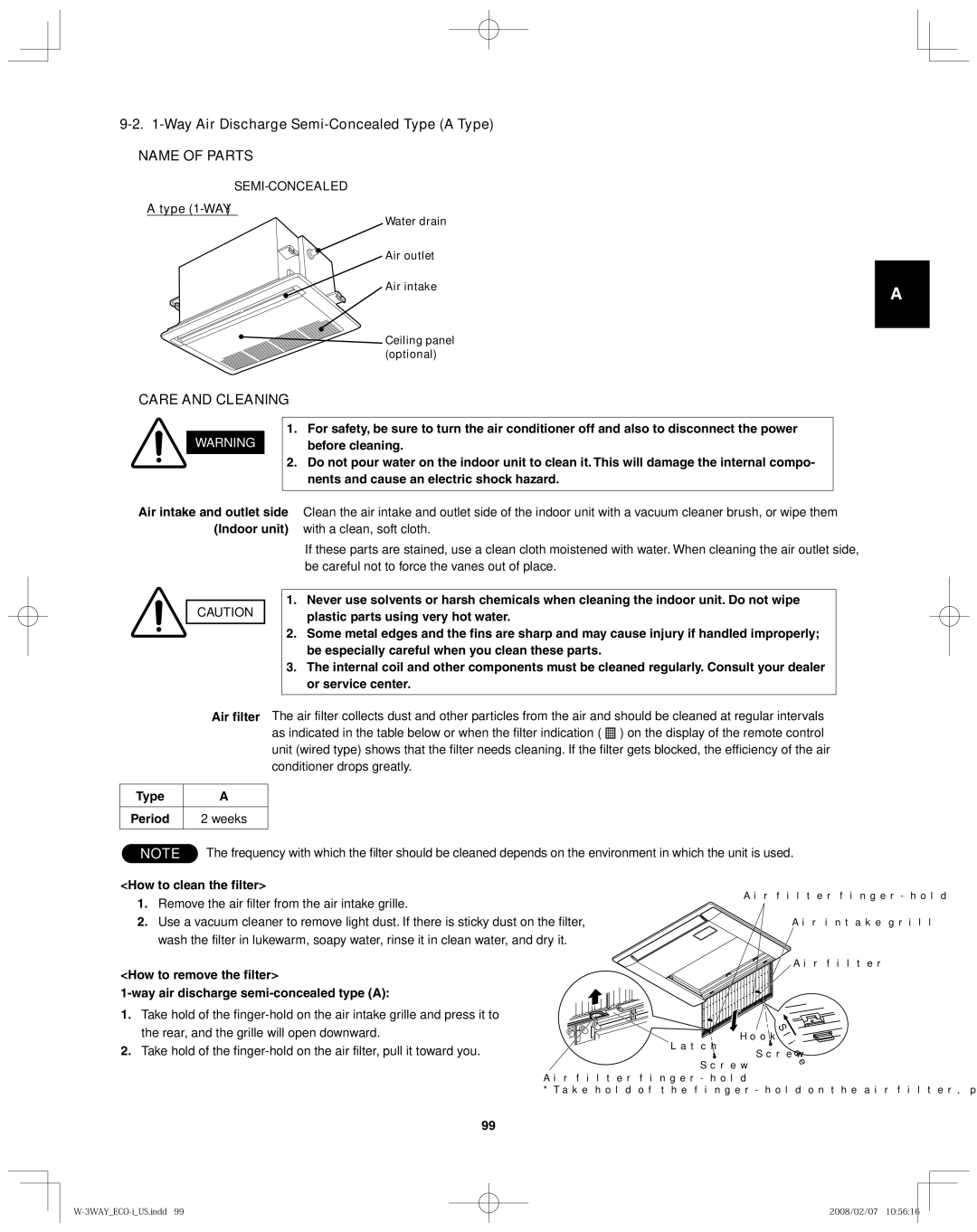 Sanyo 85464369098000, XMHX1252, XMHX1852, CHDZR09053, CHDZR14053 Type 1-WAY, Way air discharge semi-concealed type a 