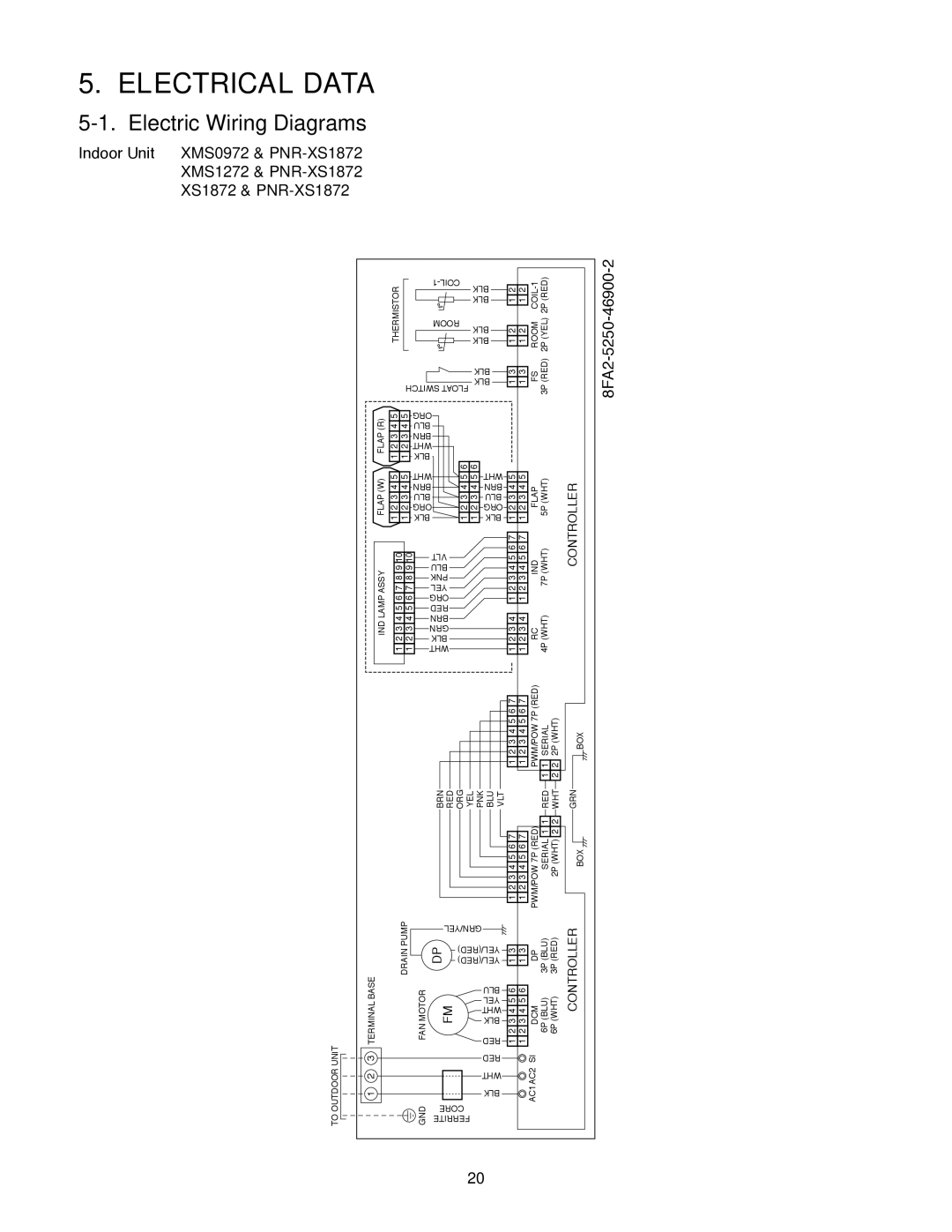 Sanyo XMS0972, XMS1272 service manual Electrical Data, 5250-46900, 8FA2 