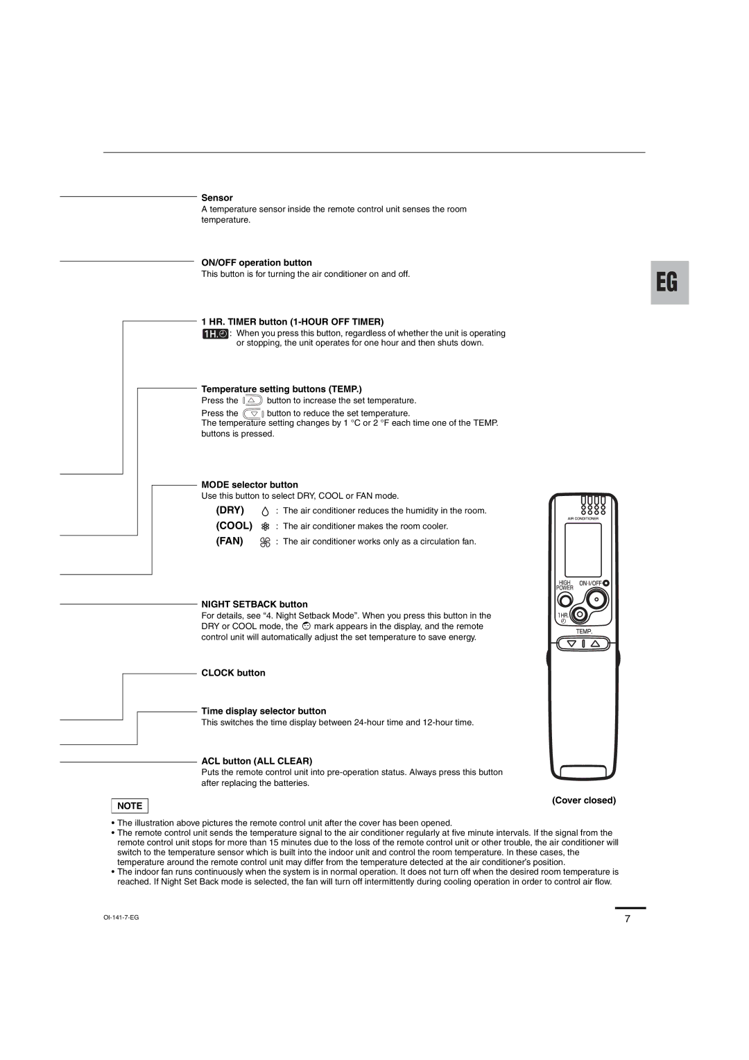 Sanyo XMS0972 Sensor, ON/OFF operation button, HR. Timer button 1-HOUR OFF Timer, Temperature setting buttons Temp 