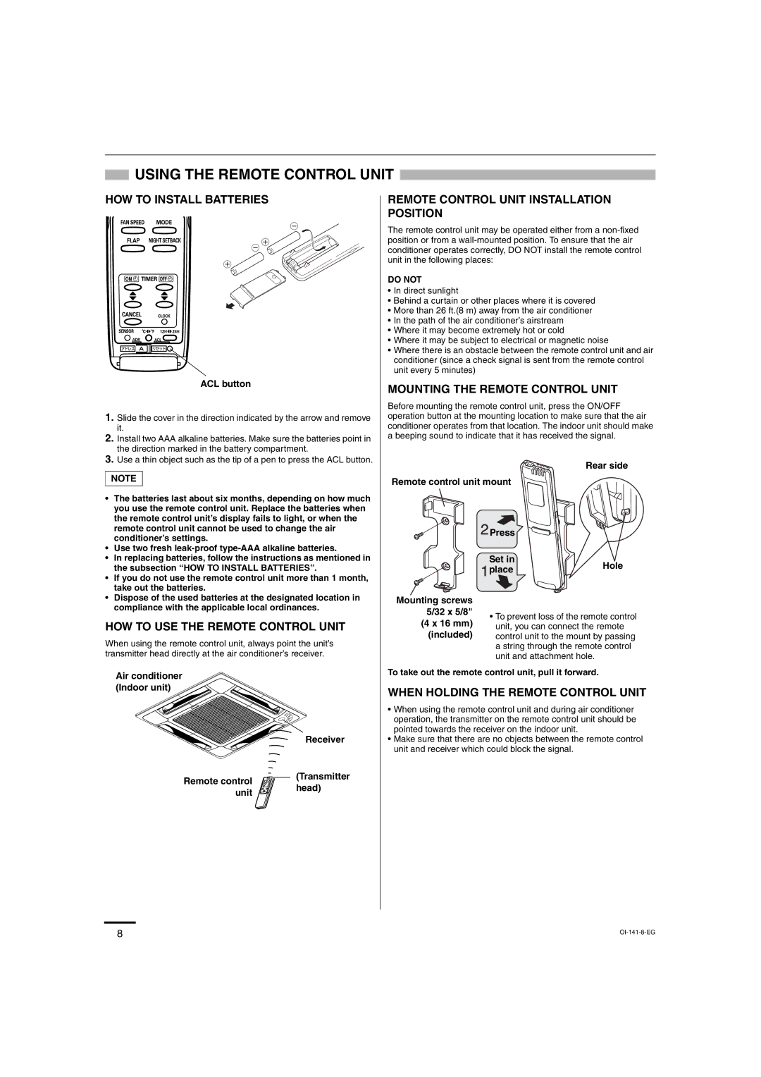 Sanyo XMS1272, XMS0972 service manual Using the Remote Control Unit 