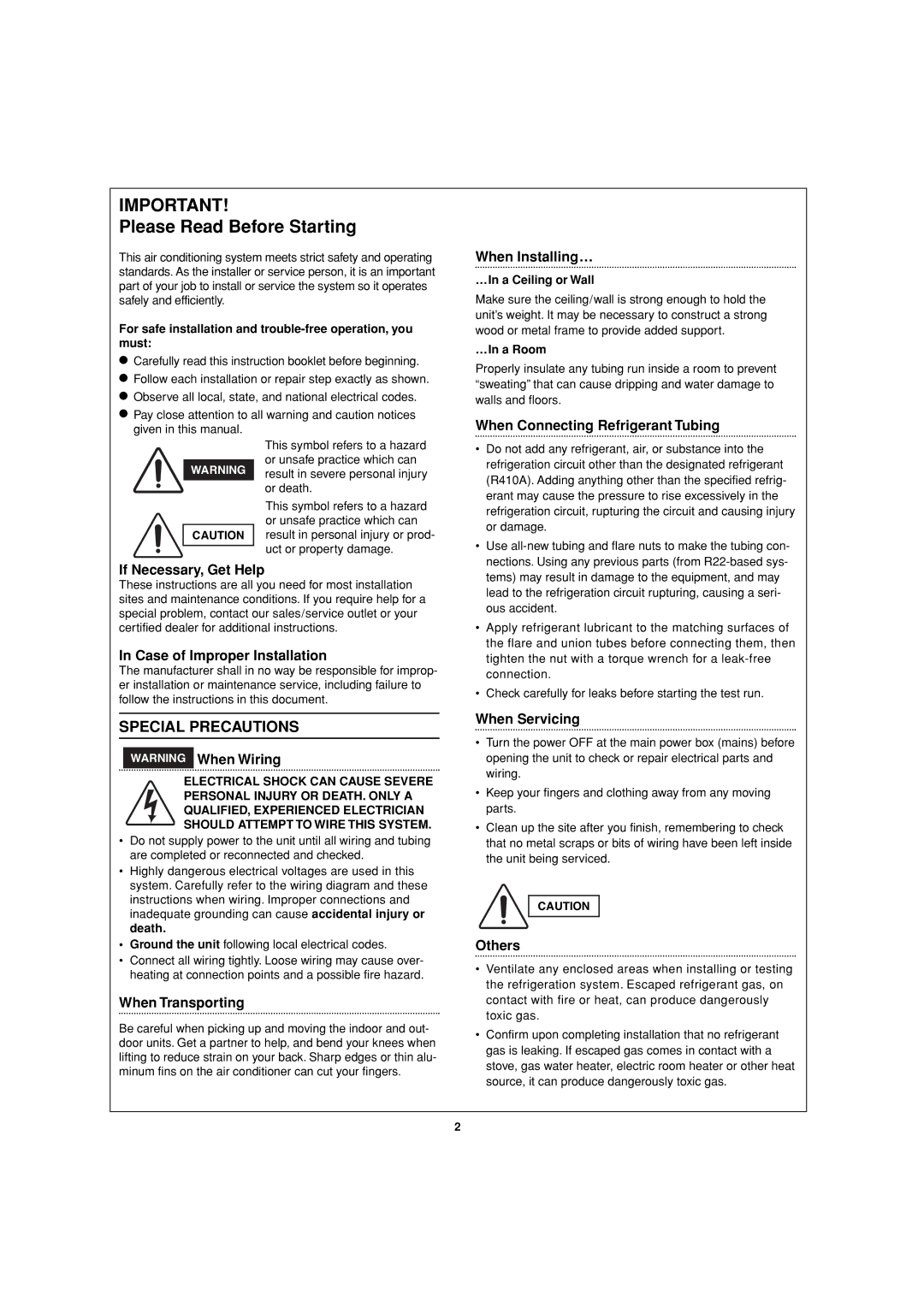 Sanyo XMS1272, XMS0972 Please Read Before Starting, For safe installation and trouble-free operation, you must, …In a Room 