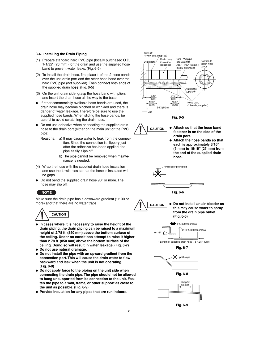 Sanyo XMS0972, XMS1272 Installing the Drain Piping, Attach so that the hose band, Fastener is on the side, Drain port 