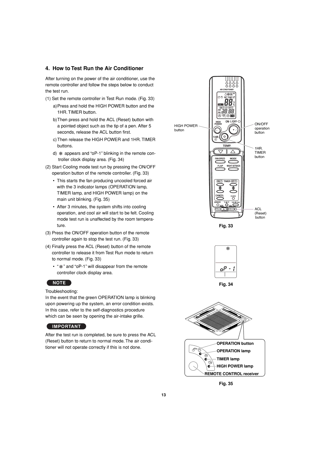 Sanyo XMS0972, XMS1272 service manual How to Test Run the Air Conditioner 