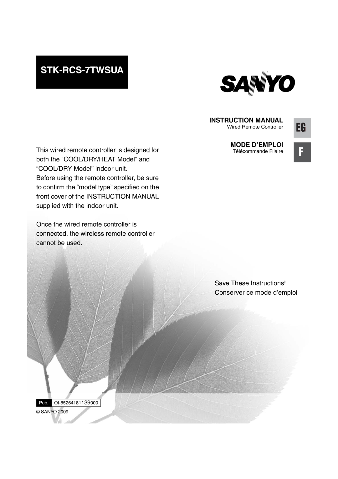 Sanyo XMS1272, XMS0972 service manual STK-RCS-7TWSUA, Pub. OI-85264181139000 Sanyo 