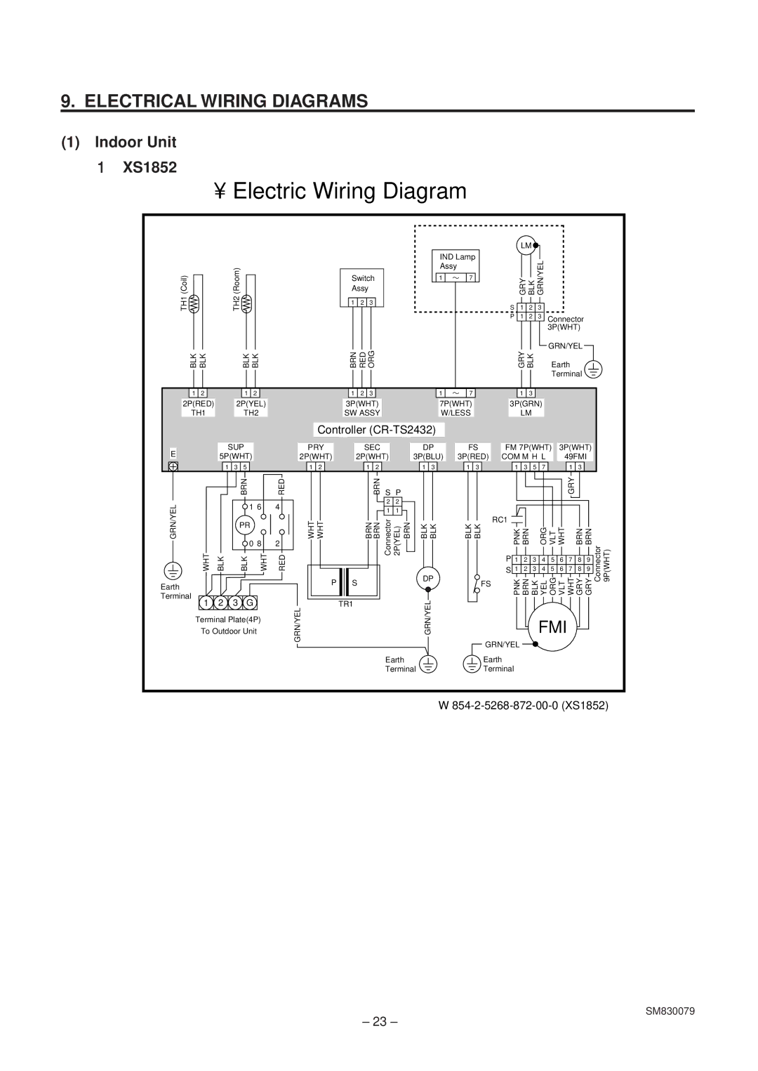 Sanyo CL1852, XS1852, C1852 service manual Electric Wiring Diagram, Electrical Wiring Diagrams 