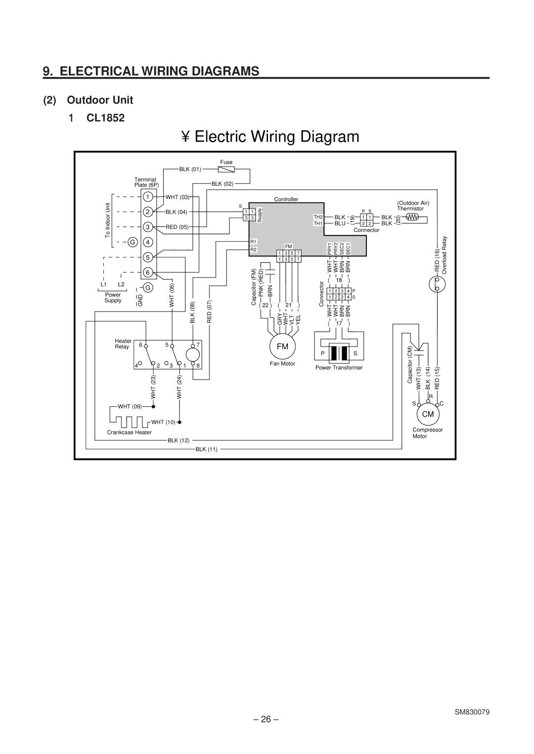 Sanyo XS1852, C1852 service manual Outdoor Unit CL1852 