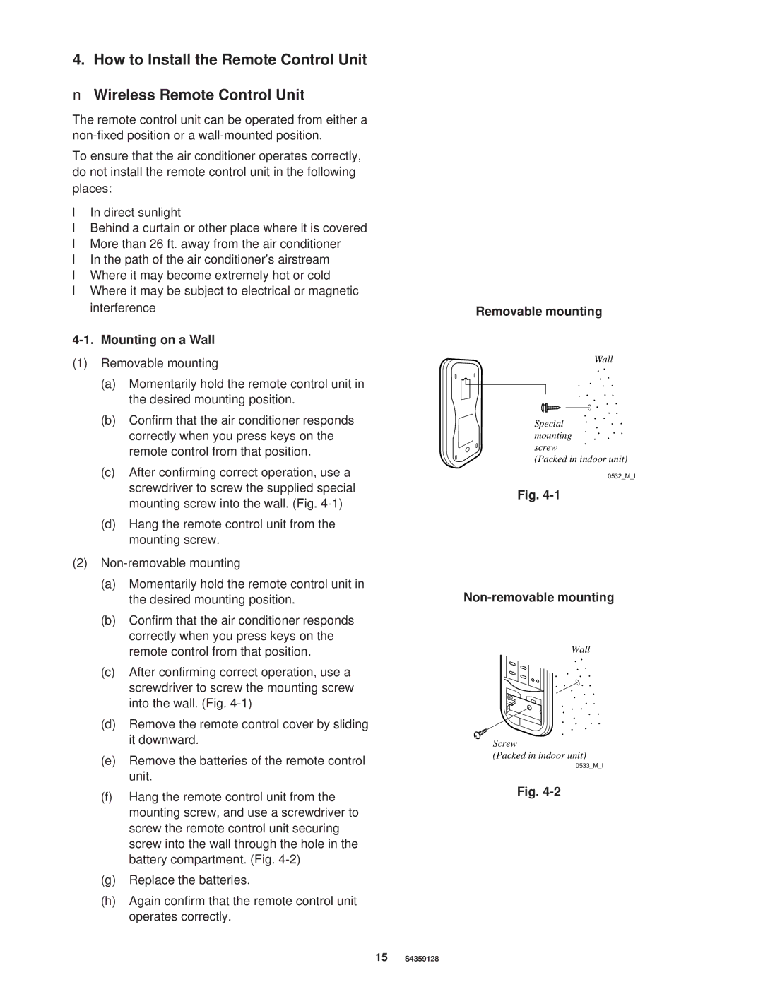 Sanyo PNR-XS2432, XS1852 installation instructions Mounting on a Wall, Removable mounting, Non-removable mounting 