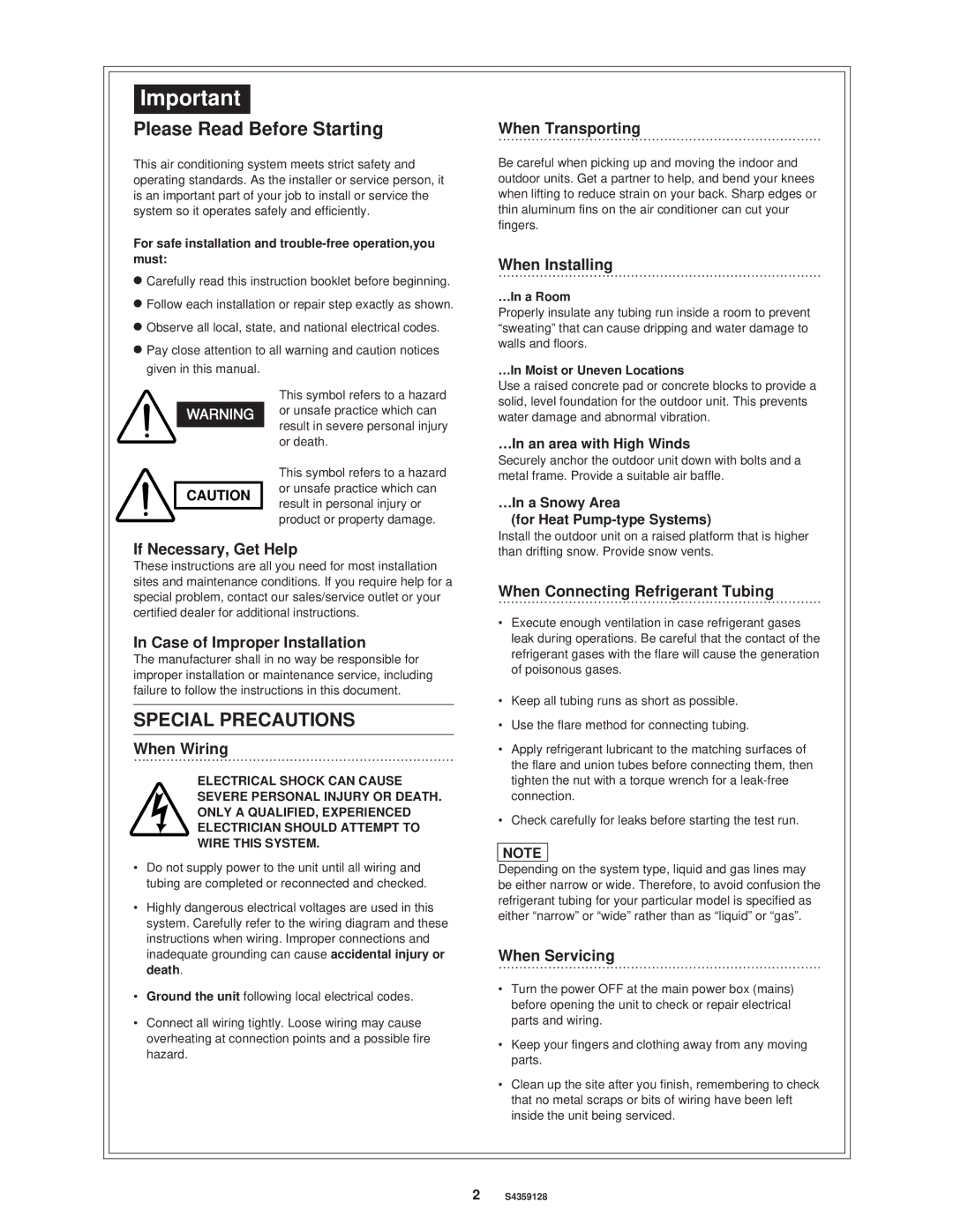 Sanyo XS1852, PNR-XS2432 installation instructions Please Read Before Starting 