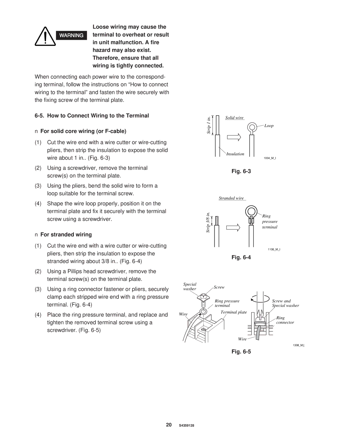 Sanyo XS1852, PNR-XS2432 installation instructions For stranded wiring, Screwdriver. Fig 