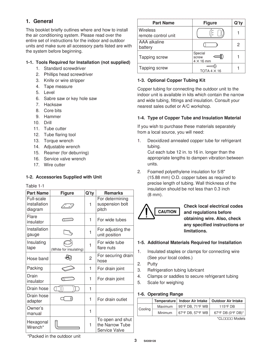 Sanyo PNR-XS2432, XS1852 installation instructions General 