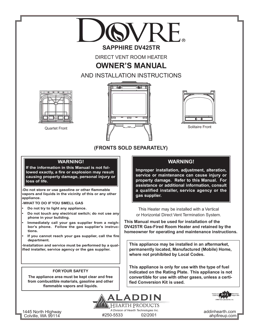 Sapphire Audio owner manual Sapphire DV425TR, For Your Safety 