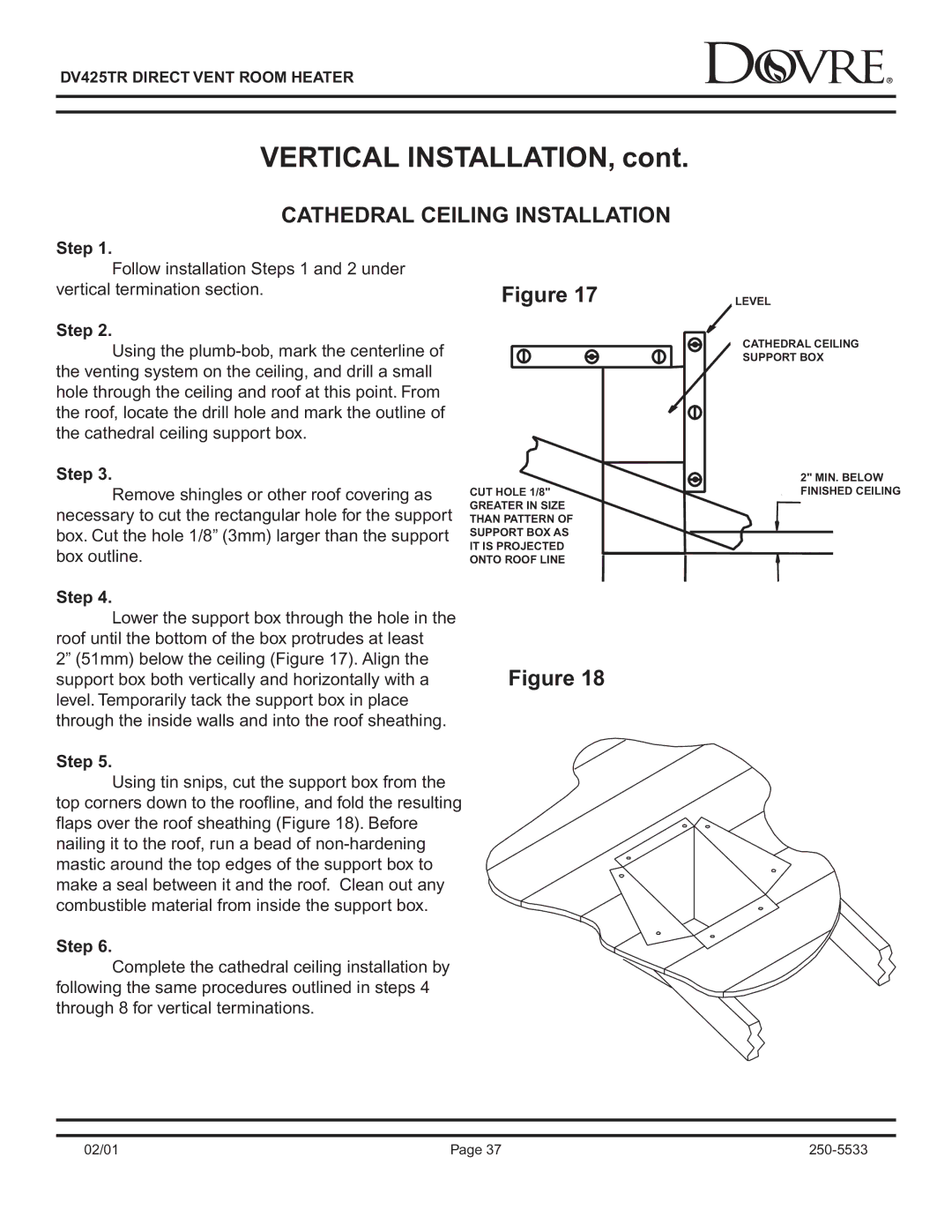 Sapphire Audio DV425TR owner manual Cathedral Ceiling Installation 