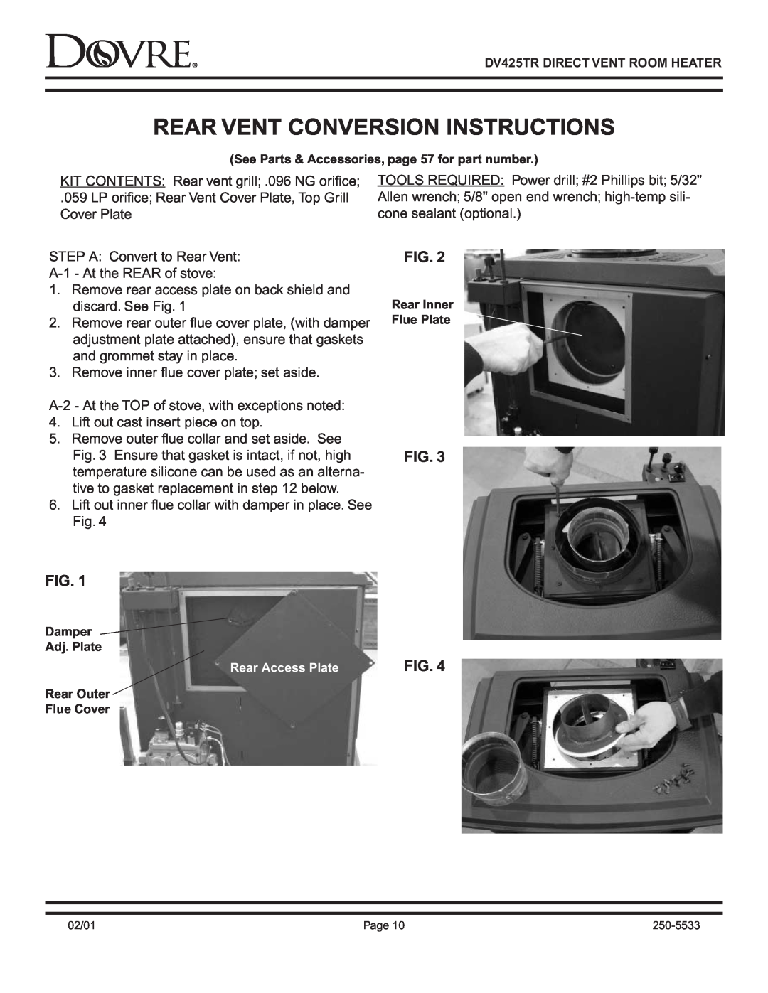 Sapphire Audio DV425TR owner manual Rear Vent Conversion Instructions 