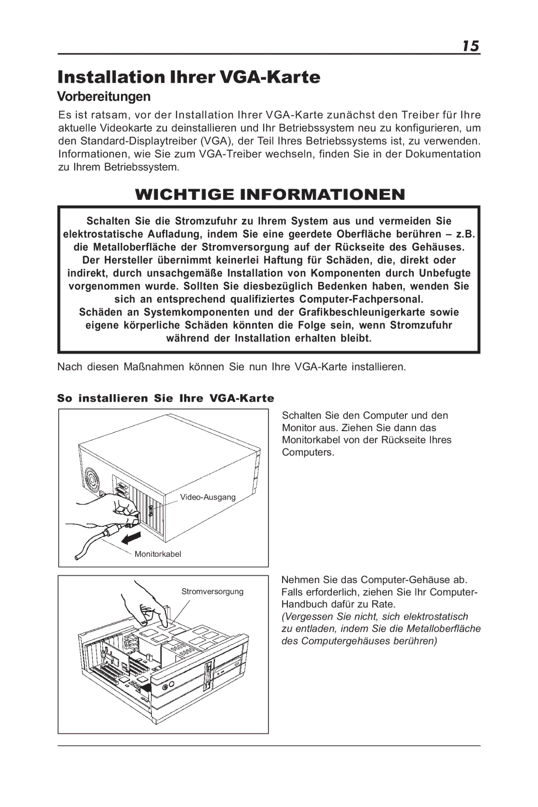 Sapphire Audio ML00042-R5 user manual Installation Ihrer VGA-Karte, Vorbereitungen, So installieren Sie Ihre VGA-Karte 