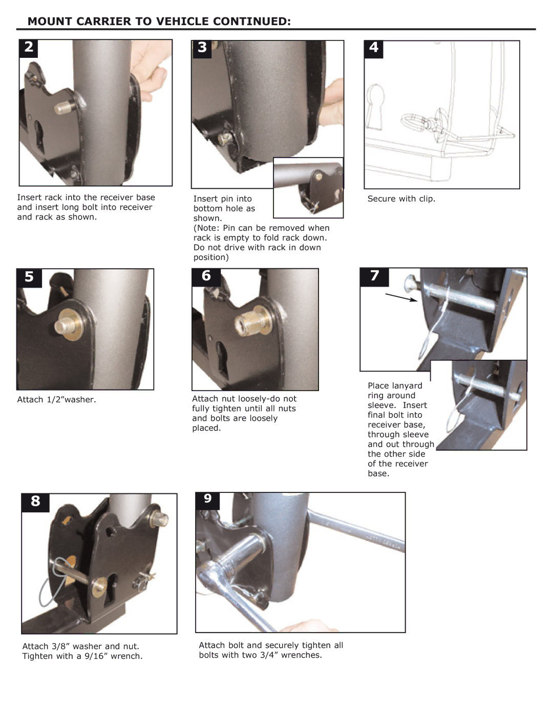 Saris 2 bike, 4 bike manual Mount Carrier to Vehicle 