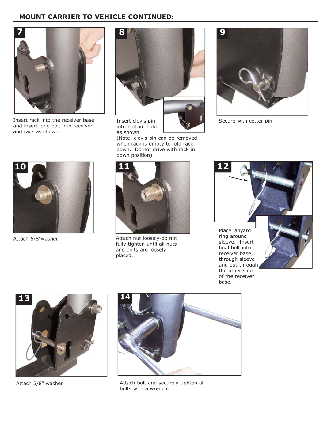 Saris 524, 525, 522, 514, 512 manual Mount Carrier to Vehicle 