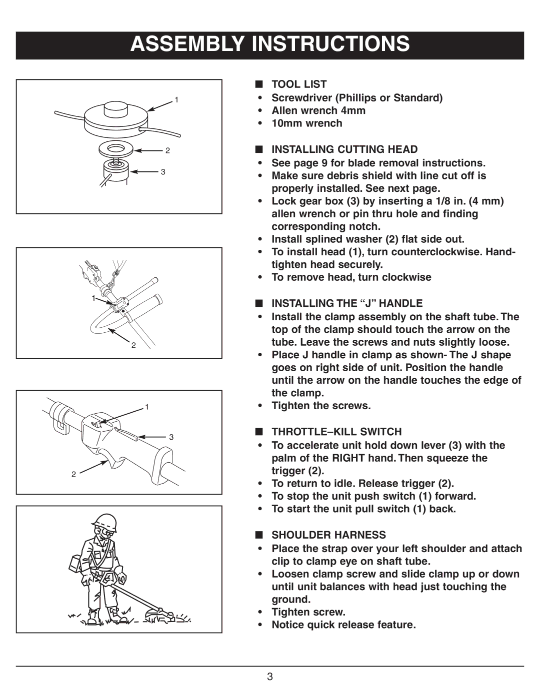 Sarlo BC-8 owner manual Assembly Instructions, Installing Cutting Head 